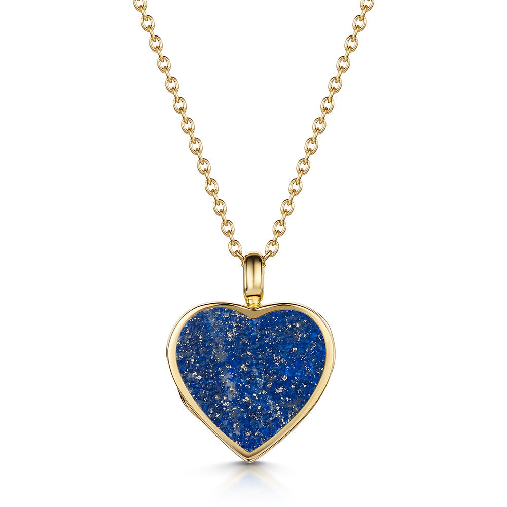 Lapis Lazuli Modern Heart Locket – Gold