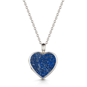 Lapis Lazuli Modern Heart Locket – Silver