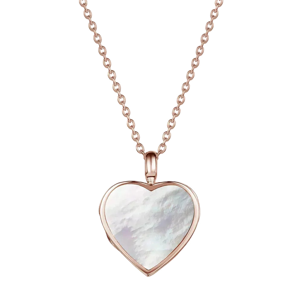 Mother Pearl Modern Heart Locket – Rose Gold