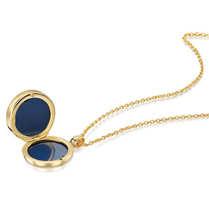 Lapis Lazuli Modern Round Locket – Gold