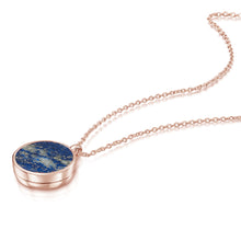 Load image into Gallery viewer, Lapis Lazuli Modern Round Locket – Rose Gold
