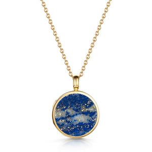 Lapis Lazuli Modern Round Locket – Gold