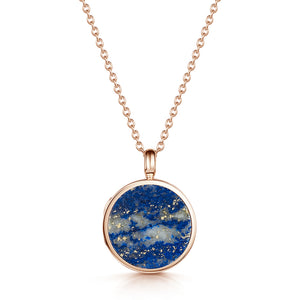 Lapis Lazuli Modern Round Locket – Rose Gold
