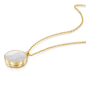Mother of Pearl Modern Round Locket – Gold
