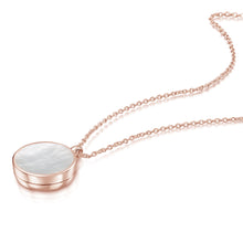 Load image into Gallery viewer, Mother of Pearl Modern Round Locket – Rose Gold
