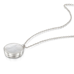 Mother of Pearl Modern Round Locket – Silver