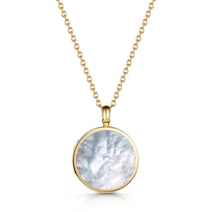 Mother of Pearl Modern Round Locket – Gold