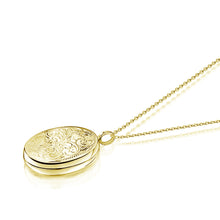 Load image into Gallery viewer, Large Oval Scroll Gold Locket
