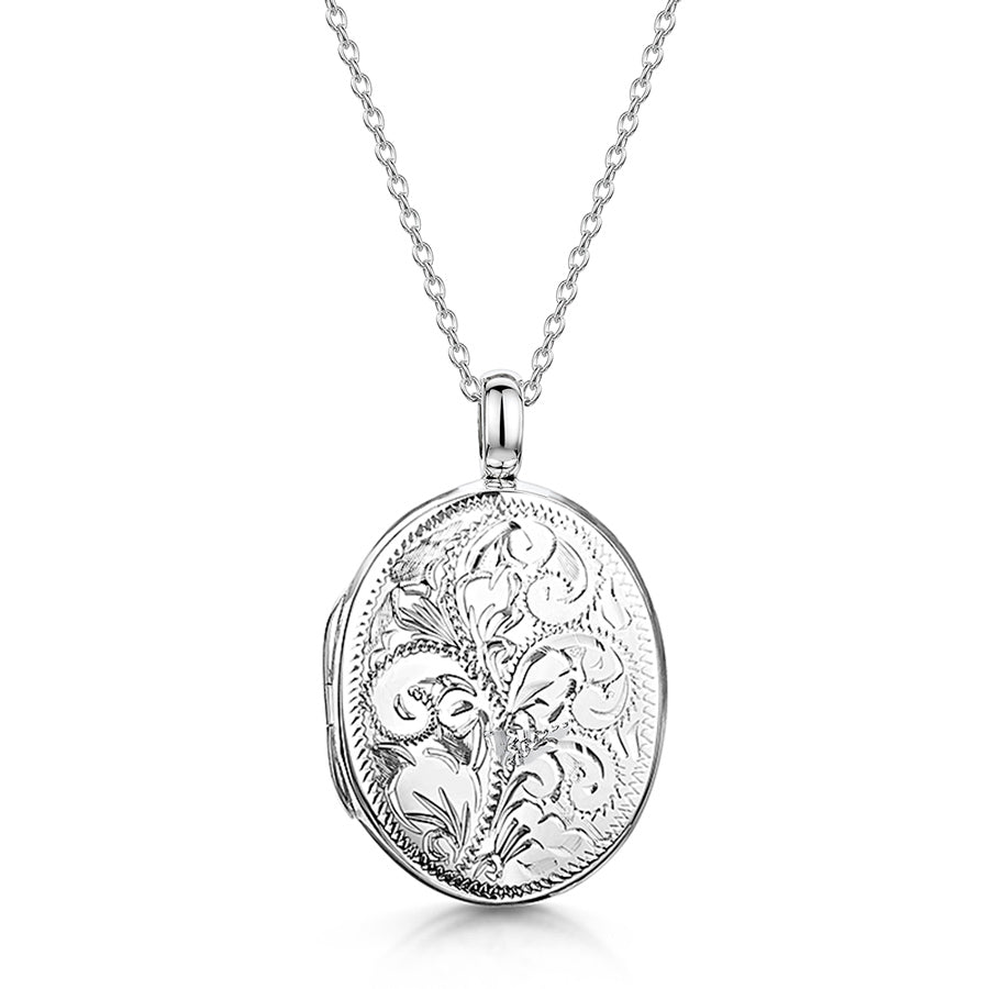 Long silver locket necklace deals