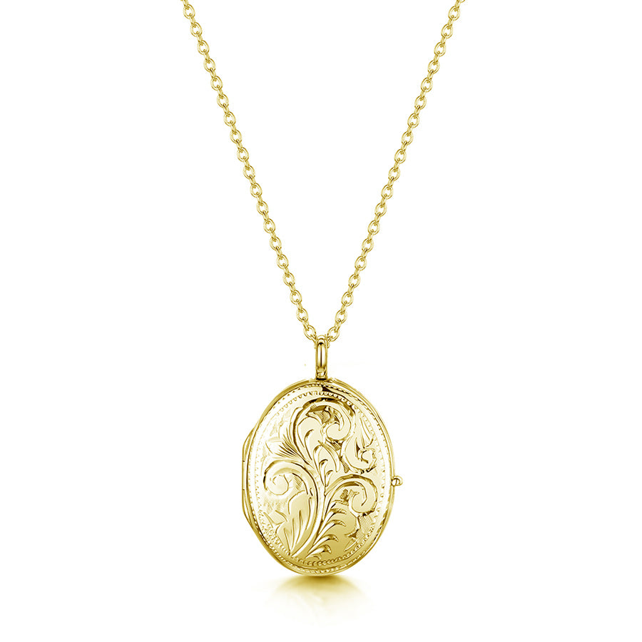 Little Oval Scroll Locket – Gold