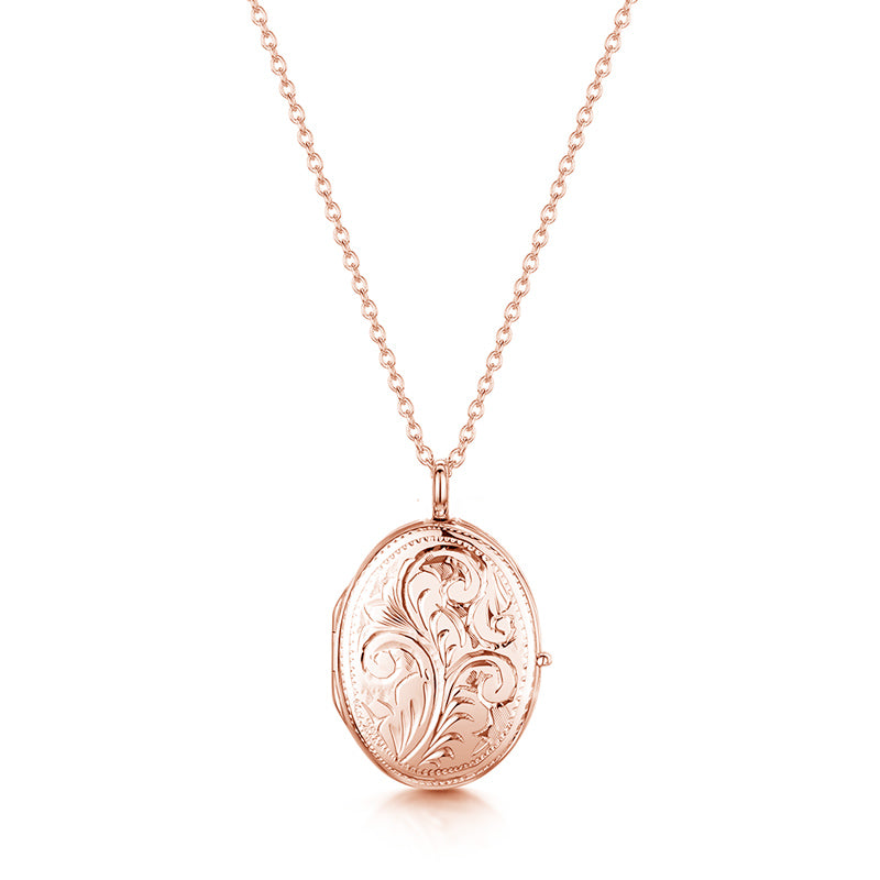 Little Oval Scroll Locket – Rose Gold
