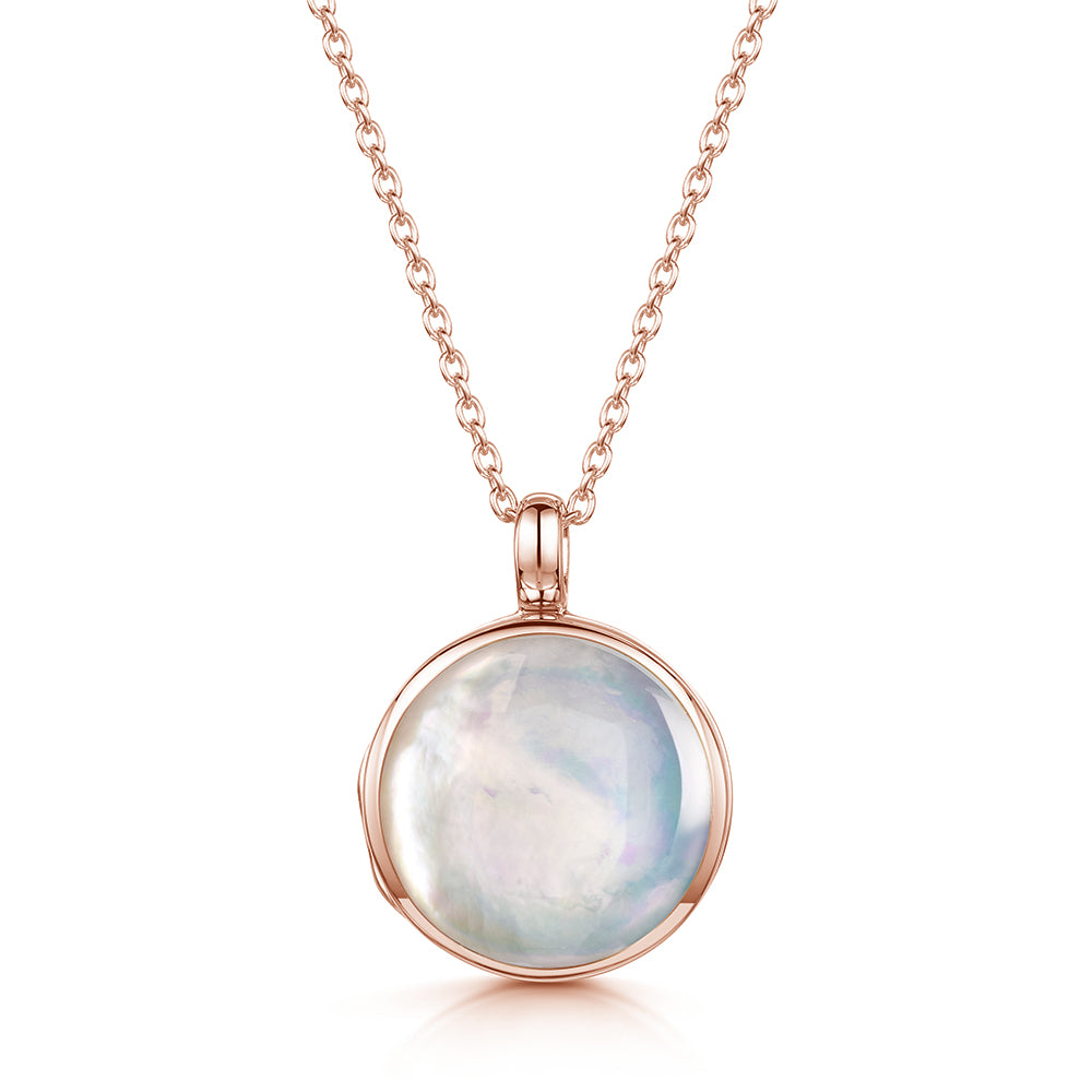 Mother Pearl Round Locket – Rose Gold