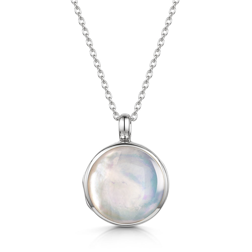 Mother Of Pearl Round Locket – Silver