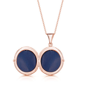 Round Filigree Locket With Sapphire Stone - Rose Gold